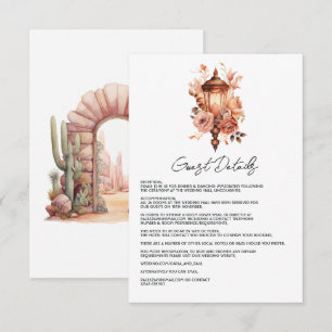 Rustic Boho Floral Western Wedding Guest Details Begleitkarte