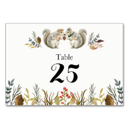 Rustic Boho Forest Squirrels Wasserfarbenhochzeit Tischnummer
