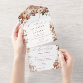 Rustic Boho Garden Blume Hochzeit All In One Einladung