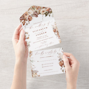Rustic Boho Garden Blume Hochzeit All In One Einladung