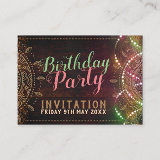 Rustic Boho Geburtstagsparty Mini Einladungskarte Visitenkarte