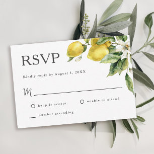 Rustic Boho Lemon Citrus Wedding RSVP Karte