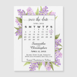 Rustic Boho Lilacs Calendar Speichern Sie das Datu Magnetkarte
