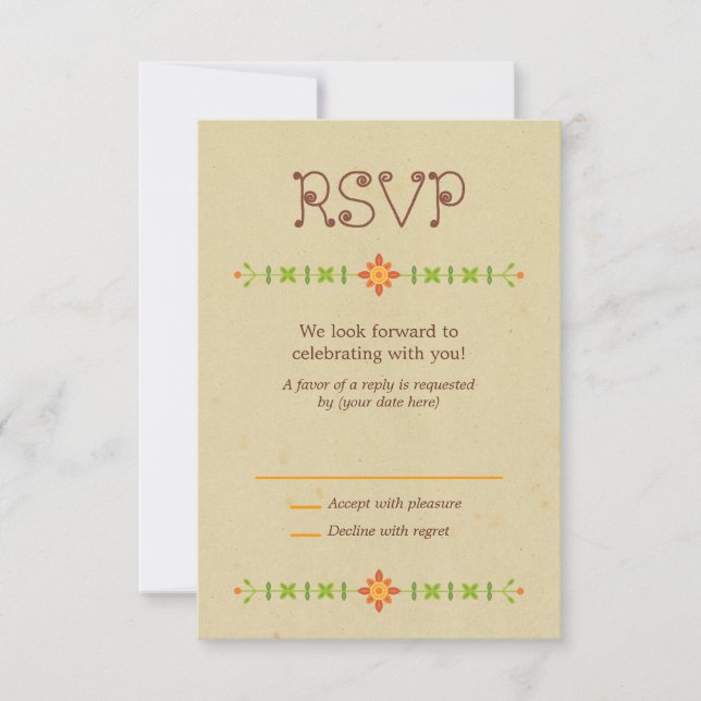 Rustic Boho Lovebird Owl Couple Wedding RSVP Karte (Vorderseite)