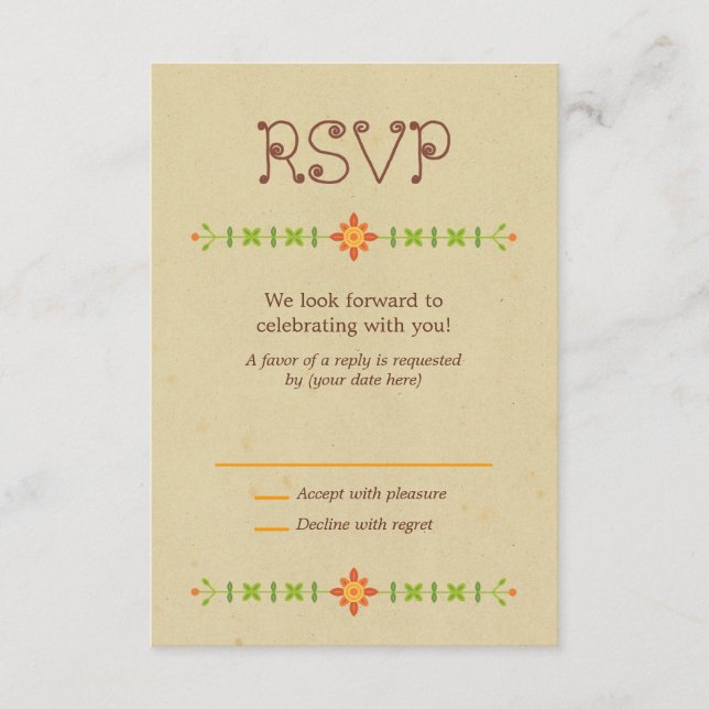 Rustic Boho Lovebird Owl Couple Wedding RSVP Karte (Vorderseite)