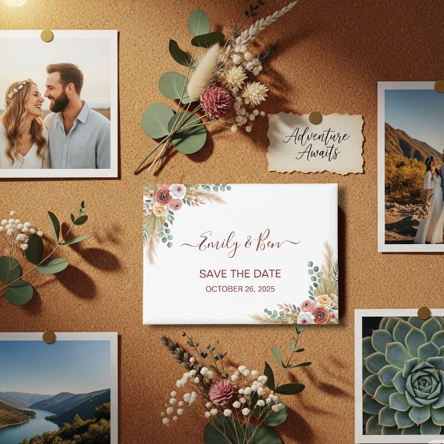 Rustic Boho Magnet Save the Date (Von Creator hochgeladen)