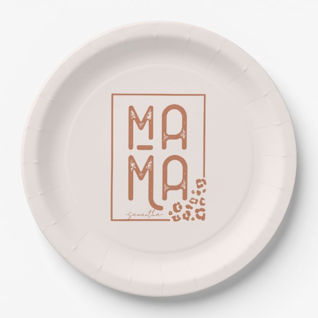 Rustic Boho Mama Pappteller (Vorderseite)