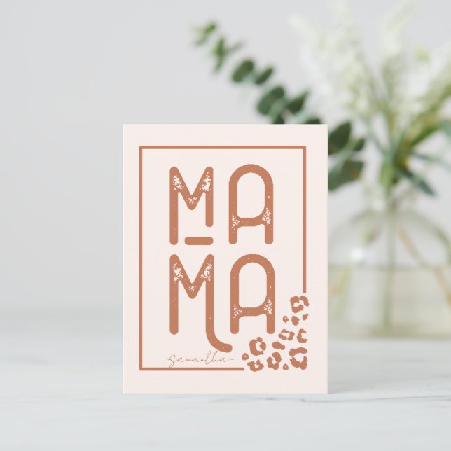 Rustic Boho Mama Postkarte (Stehend Vorderseite)