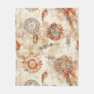 Rustic Boho Mandala Art Fleecedecke