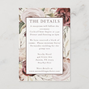 Rustic Boho Marsala Cream Floral Begleitkarte