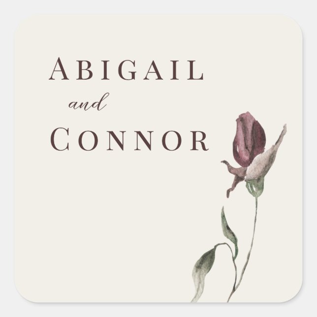 Rustic Boho Marsala Cream Floral Quadratischer Aufkleber (Vorderseite)