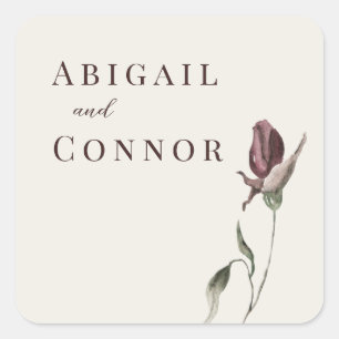 Rustic Boho Marsala Cream Floral Quadratischer Aufkleber