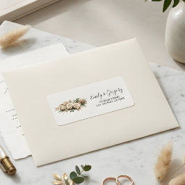 Rustic Boho Neutral Floral Wedding Address Adressaufkleber