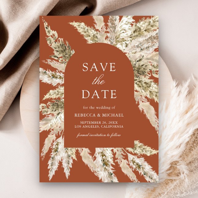 Rustic Boho Pampas Arch Save The Date (Von Creator hochgeladen)