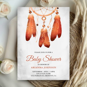 Rustic Boho Peach Dream Catcher Baby Dusche Einladung