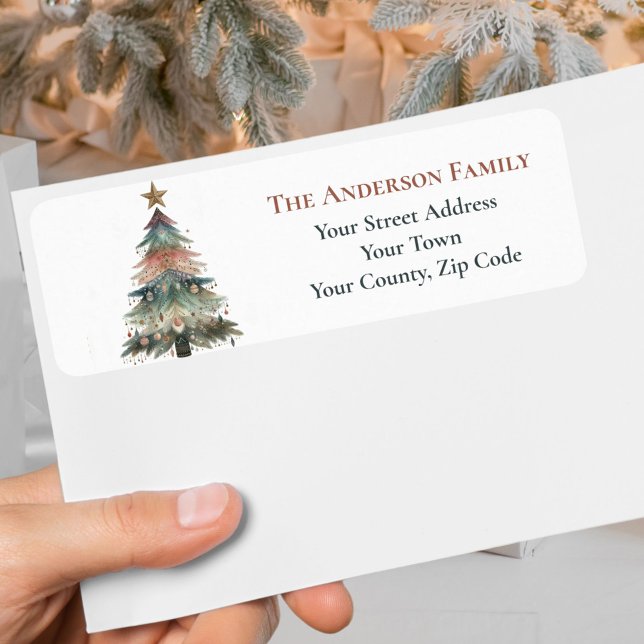 Rustic Boho Peach Green Christmas Tree Ornamente (Von Creator hochgeladen)