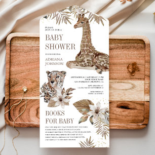 Rustic Boho Safari Leopard und Giraffe Baby Dusche All In One Einladung