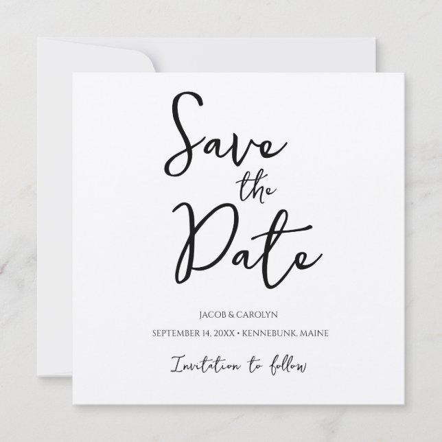 Rustic Boho Save the Date handgeschriebener Schrif Einladung (Vorderseite)