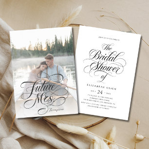 Rustic Boho Script Future Mrs. Brautparty Foto Einladung