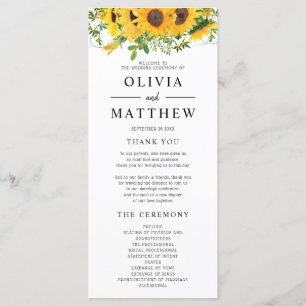 Rustic Boho Sonnenblume Blumenblume Bouquet Weddin Programm