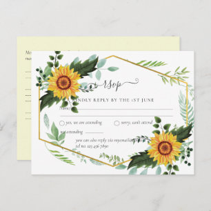 Rustic BOHO Sonnenblumen Grüne Hochzeit RSVP Postkarte
