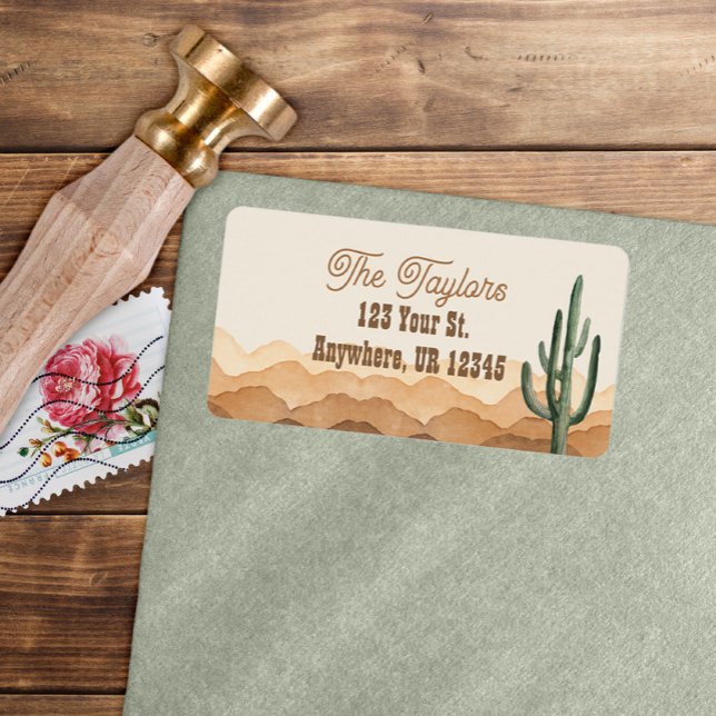 Rustic Boho Southwestern Desert Cactus Address Adressaufkleber (Von Creator hochgeladen)