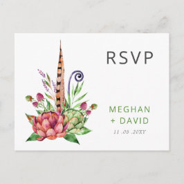 Rustic Boho Succulent Cactus Greenerity Wedding RS Einladungspostkarte