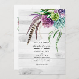 Rustic Boho Succulents QR Code UAWG Wedding Einladung