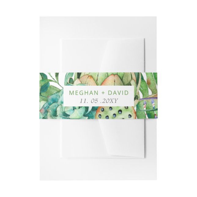 Rustic Boho Sukkulent Cactus Greenerity Wedding Einladungsbanderole (Vorderseite Beispiel)