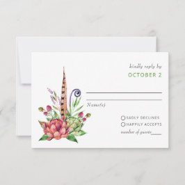 Rustic Boho Sukkulent Cactus Greenerity Wedding RSVP Karte