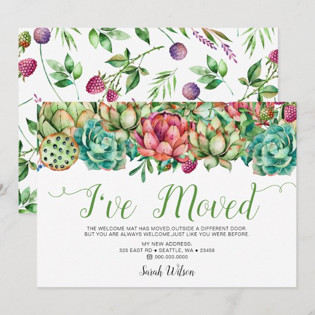 Rustic Boho Sukkulent Kaktus Ich habe bewegen vers Ankündigung (Vorne/Hinten)