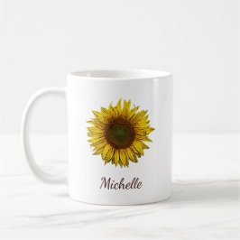 Rustic Boho Sunflower Botanical Personalized Kaffeetasse