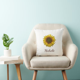 Rustic Boho Sunflower Elegant Script Kissen