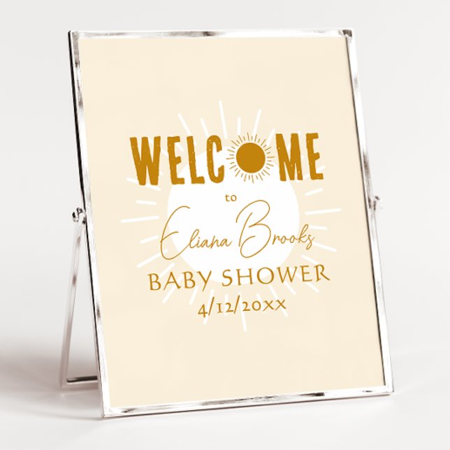 Rustic Boho Sunshine Welcome Baby Dusche Schild (Von Creator hochgeladen)