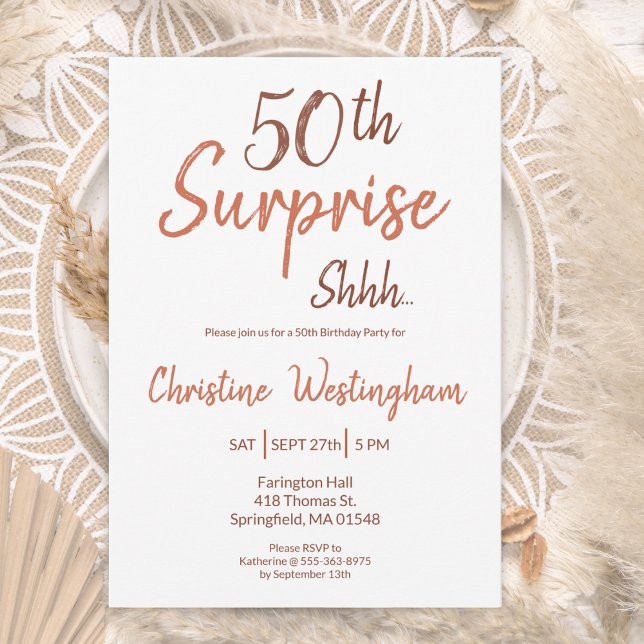 Rustic Boho Surprise 50th Birthday Invitation Einladung (Von Creator hochgeladen)