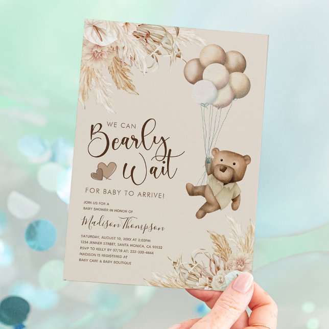Rustic Boho Teddy Bear Baby Shower Einladung (Von Creator hochgeladen)