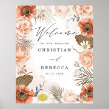 Rustic Boho Terracotta Floral Wedding Welcome Sign