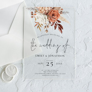 Rustic Boho Terracotta Florals Wedding Acryleinladungen