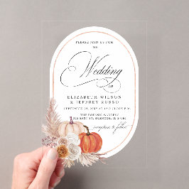Rustic Boho Terracotta Pampas Pumpkin Hochzeit im Acryleinladungen