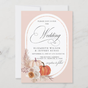 Rustic Boho Terracotta Pampas Pumpkin Hochzeit im Einladung