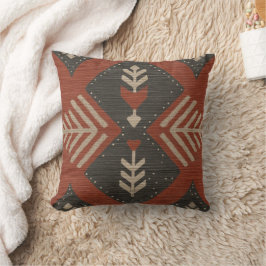 Rustic Boho Terracotta Print Throw Pillow Kissen