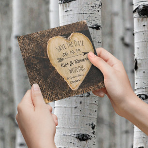 Rustic Boho Tree Trunk Save the Date