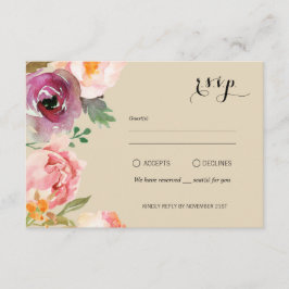 Rustic Boho Watercolor Blume Wedding RSVP