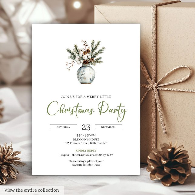 Rustic Boho Watercolor Pine Wreath Christmas Party Einladung (Rustic Boho Watercolor Pine Wreath Christmas Party Invite)