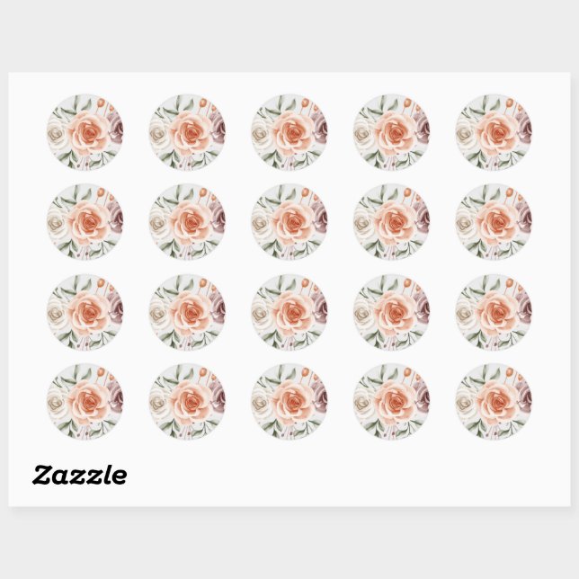 Rustic Boho Wedding - Aquarell Floral Runder Aufkleber (Blatt)