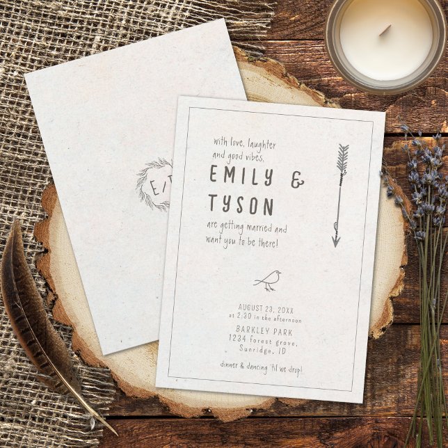 Rustic Boho Wedding ID1109 Einladung (Von Creator hochgeladen)