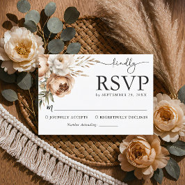 Rustic Boho Wedding RSVP Card mit Pampas & Peony Karte