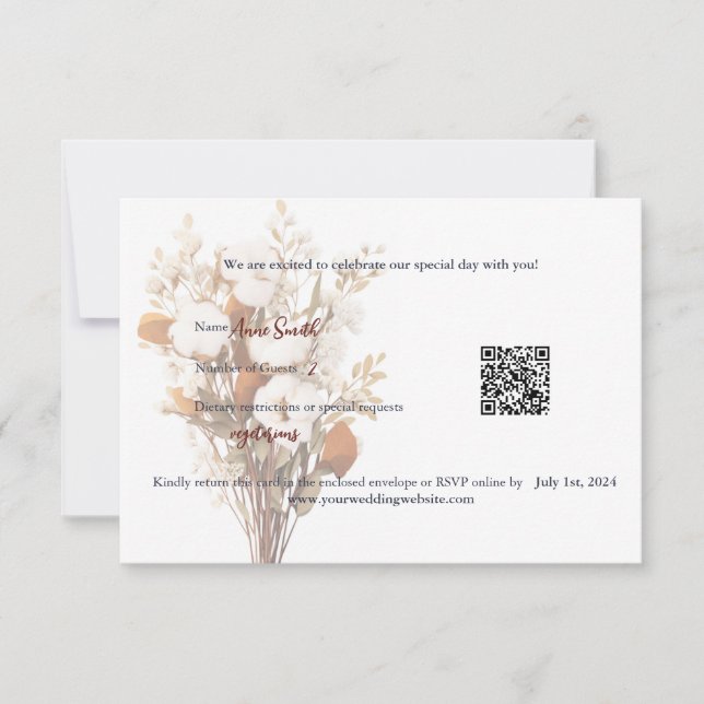 Rustic Boho Wedding Wedding RSVP Card Dankeskarte (Vorderseite)