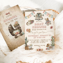 Rustic Boho Wild West Baby Girl Dusche Einladung