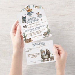 Rustic Boho Wild West Boy Baby Dusche All In One Einladung